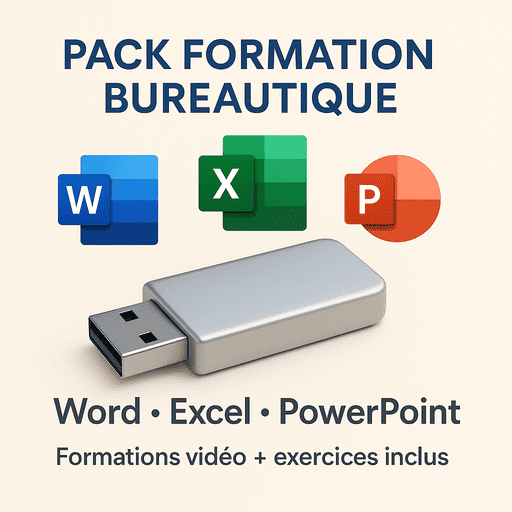 Maîtrisez Word, Excel & PowerPoint – Formation Complète sur Clé USB